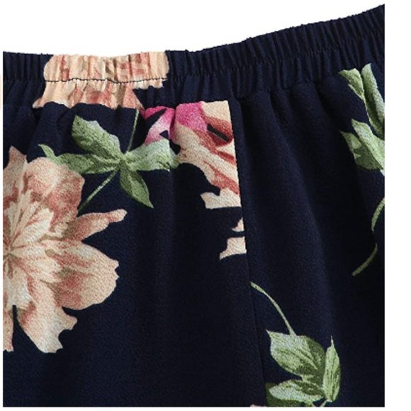 Women's 2 Piece Boho Floral Print Crop Top+Shorts - Picture 3 of 7